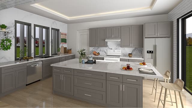 Straight Kitchen with Island - JSI