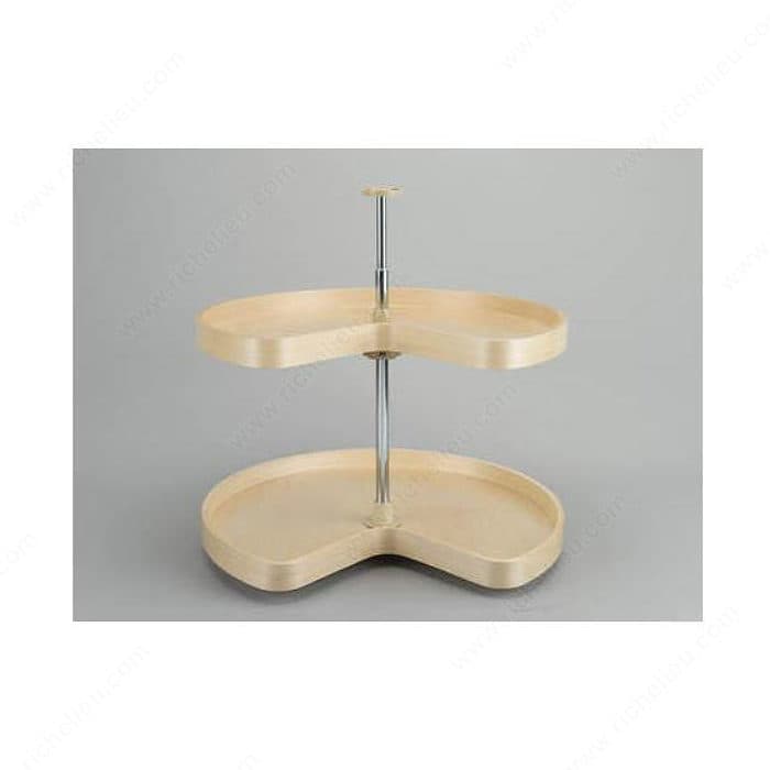 Rev-A-Shelf 24" Banded Wood Kidney 2 Shelf Lazy Susan Independently Rotating Natural Maple Rev-A-Shelf LD-4BW-472-24-1