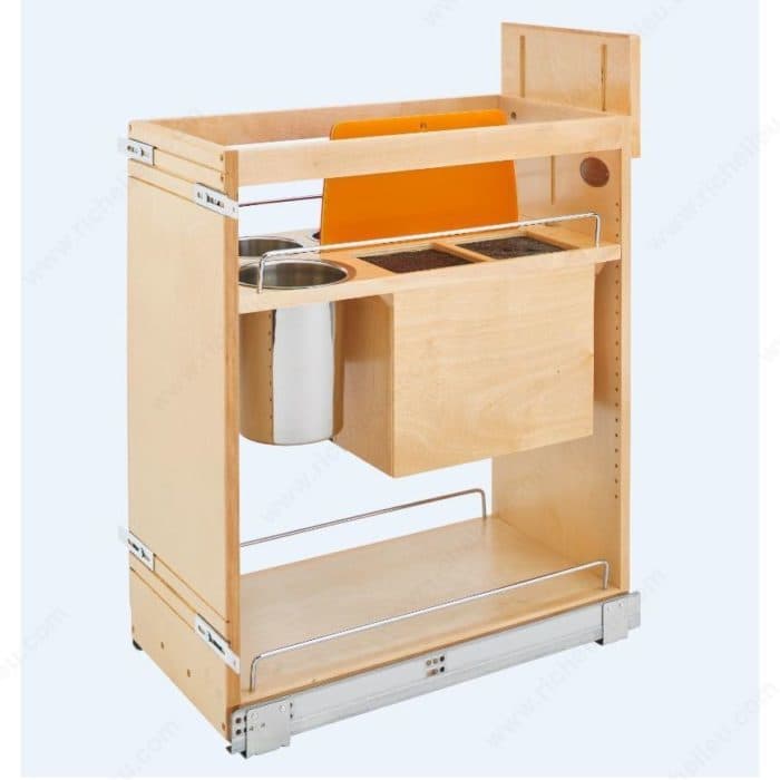 Rev-A-Shelf 11" Base Cabinet Organizer with Knife Block and Soft-Close Slides Maple Rev-A-Shelf 448KB-BCSC-11C