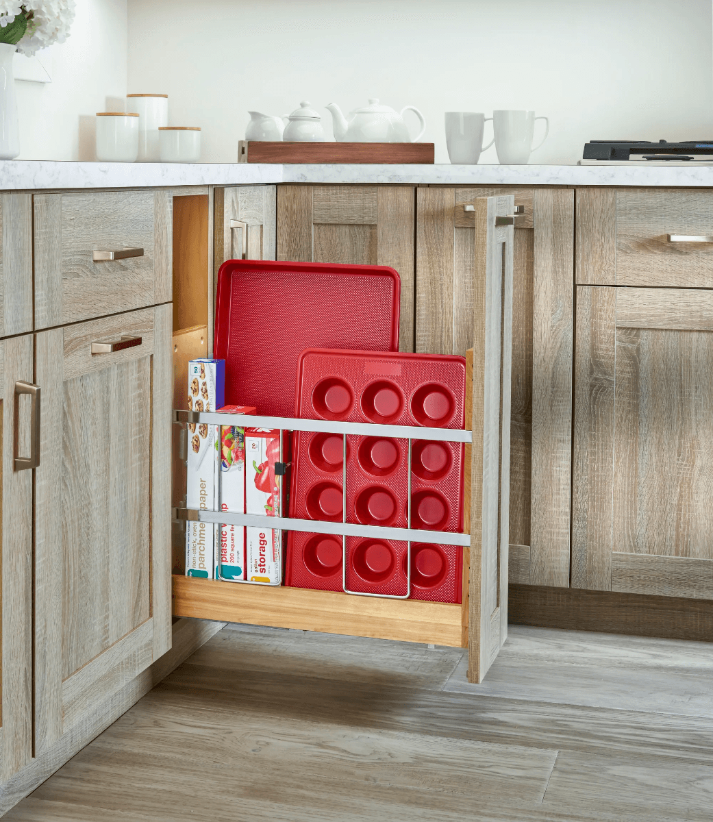Rev-A-Shelf 6" Wood Base Cabinet Pullout with Tray Divider/Foil Wrap Holder