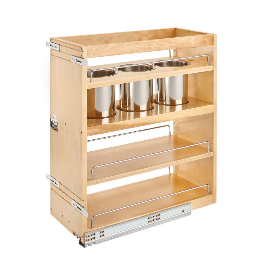 Rev-A-Shelf 10-1/2" Base Cabinet Organizer with 3 Utensil Bins Natural Maple Bottom & Side Mount Rev-A-Shelf 449UT-BCSC-10C