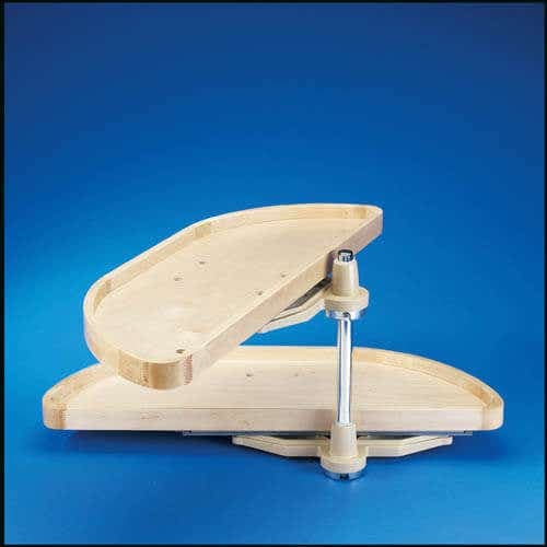 Wood Blind Corner Half-Moon 2 Shelf (Pivot and Slide) - Fits Best in BLB42/45
