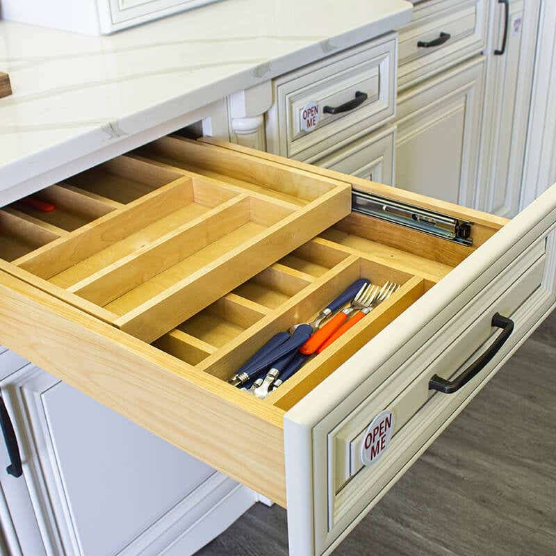 24" Two Tier Wood Cutlery Drawer