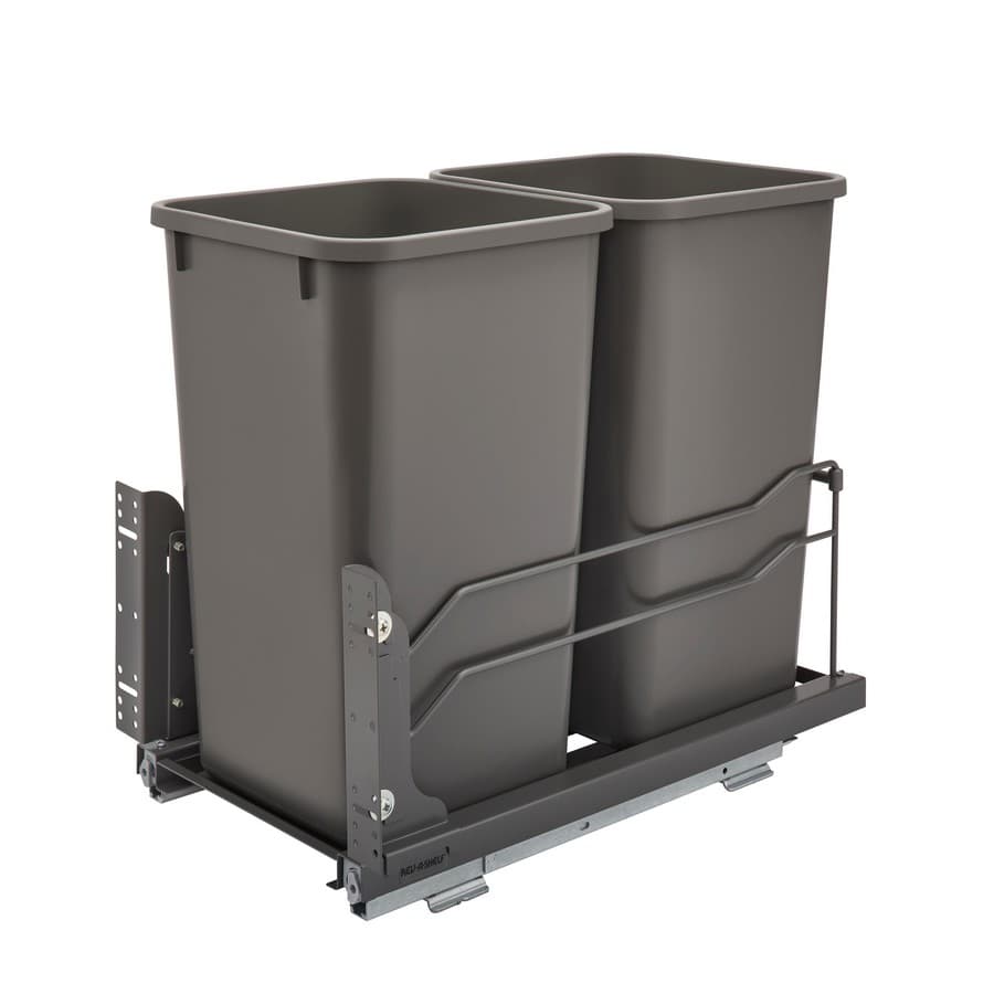 Rev-A-Shelf 53WC Double 27 Quart Bottom Mount Waste Container Silver Rev-A-Shelf 53WC-1527SCDM-217