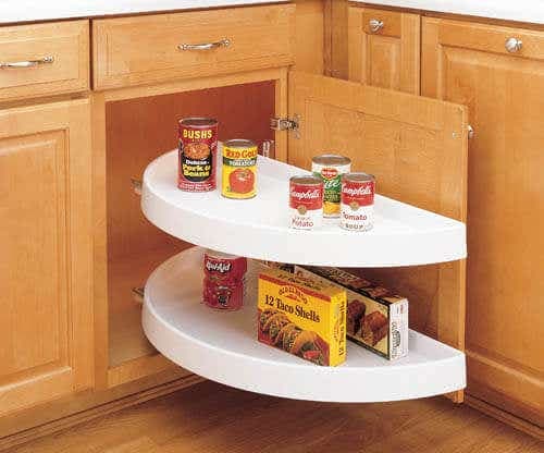 White Blind Corner Half-Moon 2 Shelf (Pivot and Slide) - Fits Best in BLB42/45
