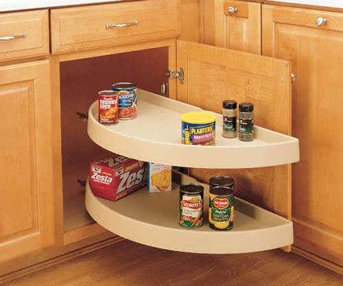 Almond Blind Corner Half-Moon 2 Shelf (Pivot and Slide) - Fits Best in BLB42/45